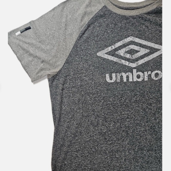 Umbro‎ Shirt Mens XL Gray Raglan Athletic Tee Soccer Logo Short Sleeve Classic - Picture 7 of 8